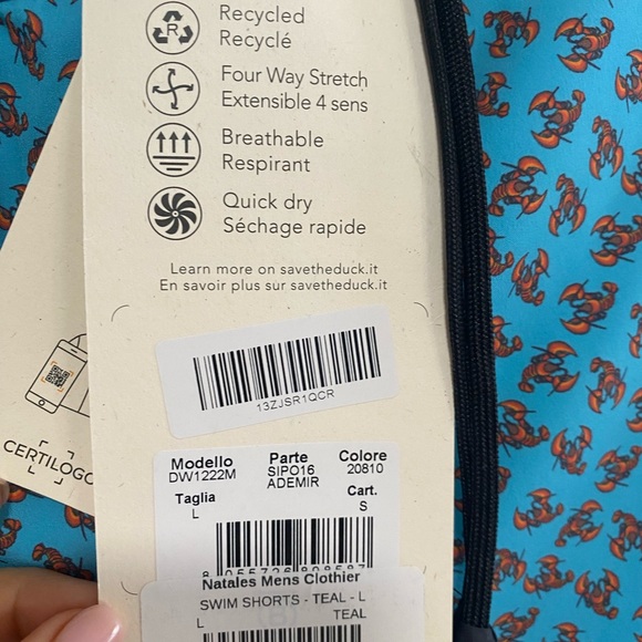 Save the Duck Ademir lobster-print swim shorts - Blue Size Large NWT - Picture 4 of 14